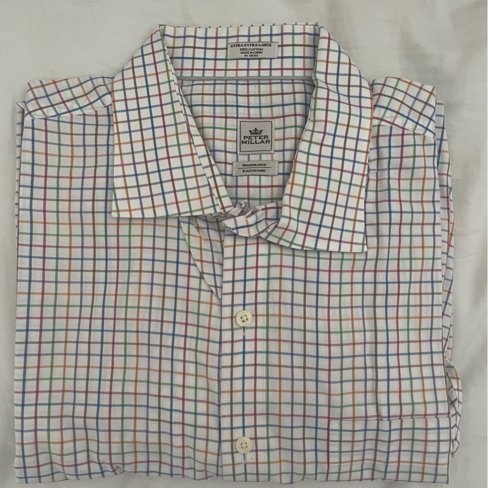 Peter Millar White and Red Casual Button Down Shirt